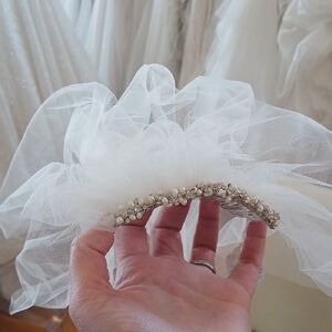 Double Layer Mini Veil On Pearl And Sparkle Comb